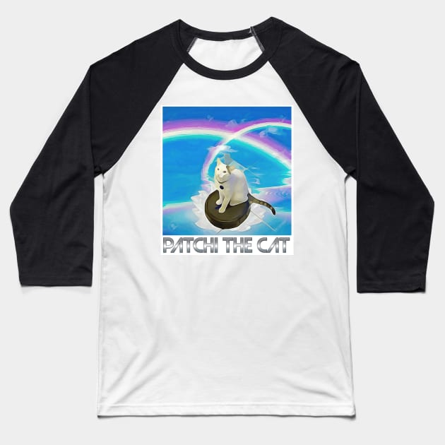 Patchi the Cat, Flying the Rainbow Baseball T-Shirt by Patchi the Cat